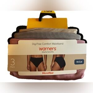 Warners Blissful Benefits Women's Dig-Free Breathable Microfiber 3Pack Hi-Cut L